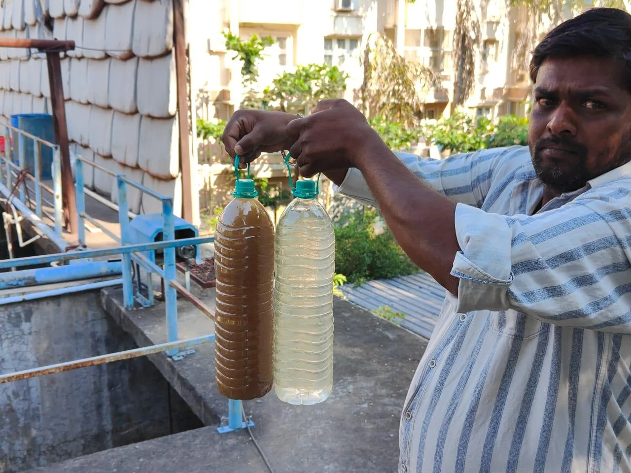 Samples demonstrating before and after wastewater treatment